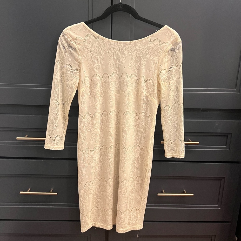 Pins & Needles Cream Lace Long Sleeve Dress